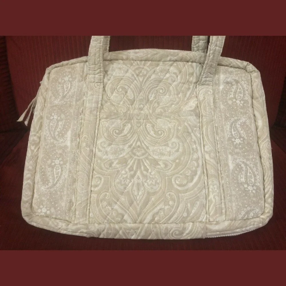 Vera Bradley 110 Bag Natural Toile Computer Laptop - Picture 3 of 5